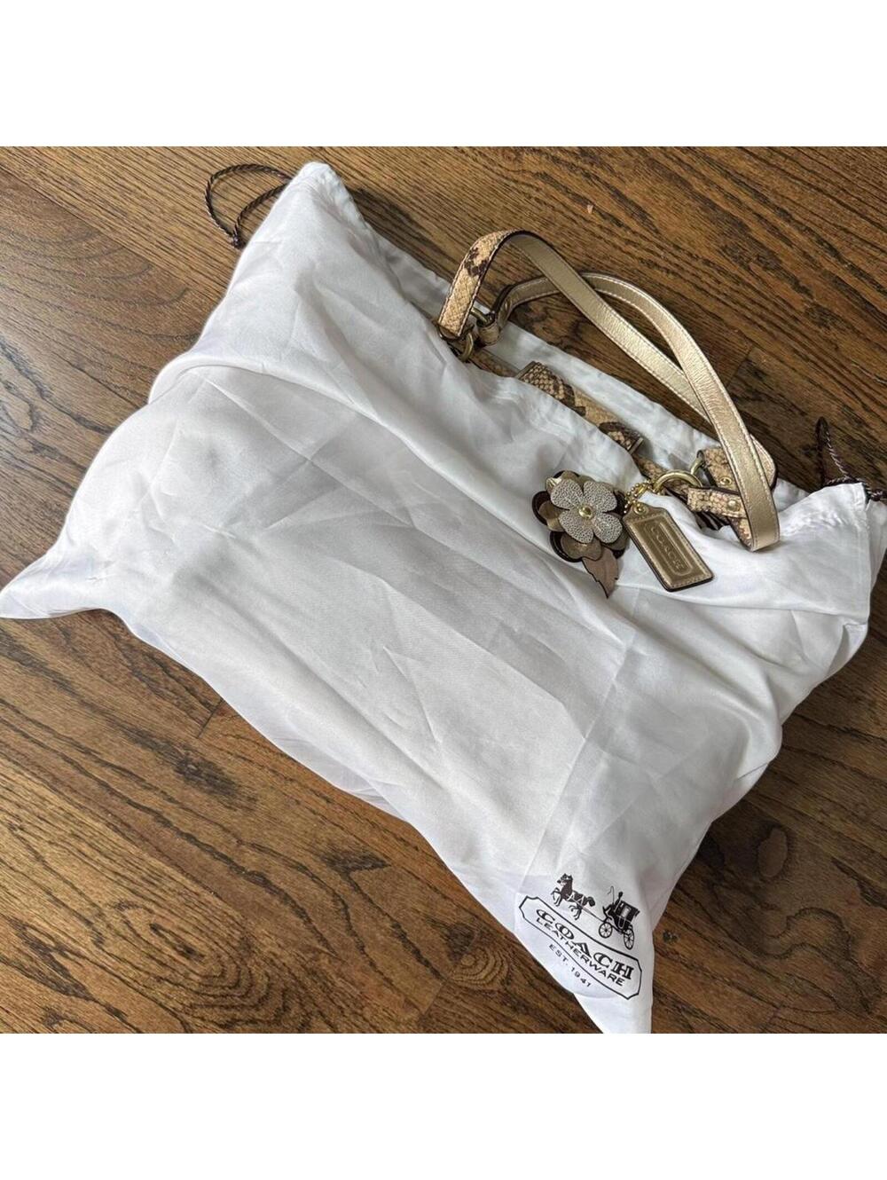 Coach Python Straw Natalie Tote Bag - Picture 8 of 8